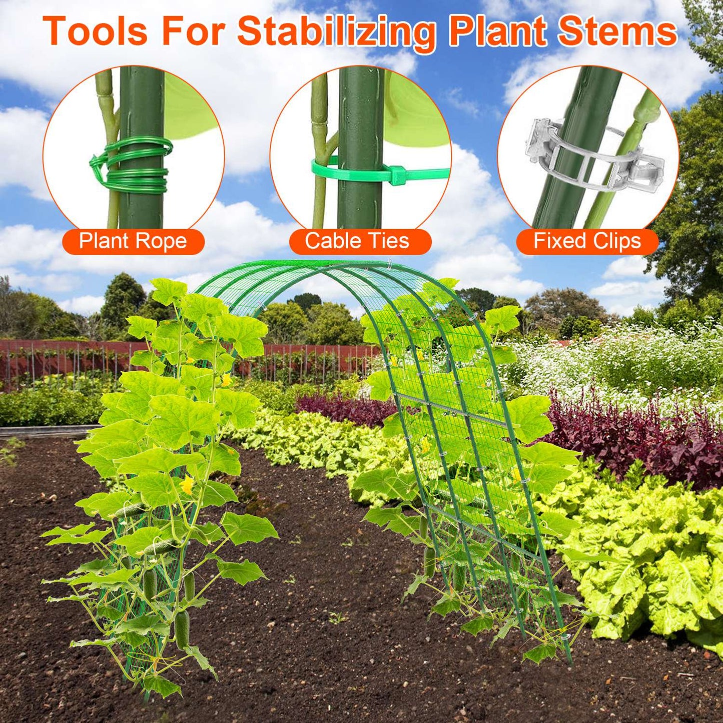 U-Shaped Garden Arch Trellis with Climbing Net – 49.6x47.2 in Tunnel Frame