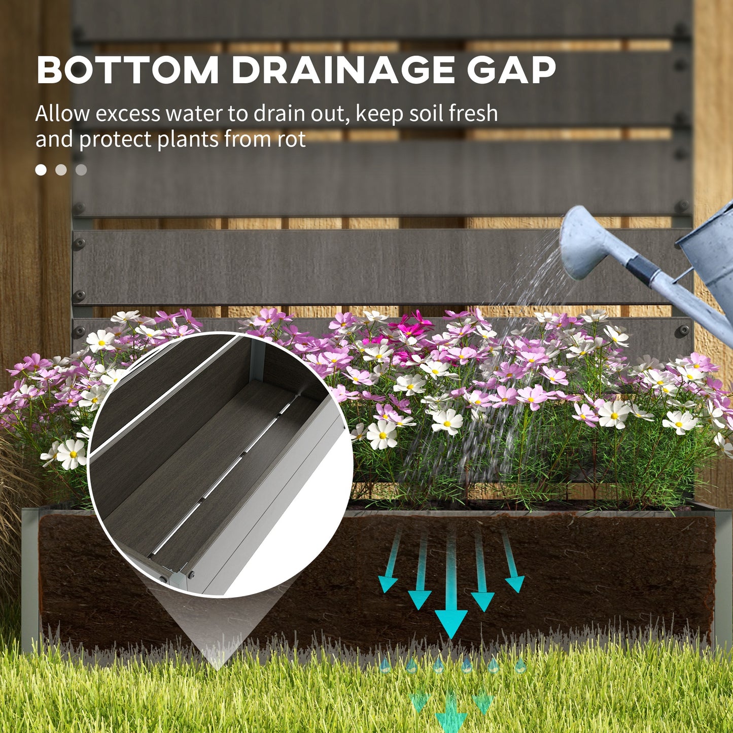 Raised Garden Bed with Trellis for Climbing Plants, 35.75" x 70.75", Dark Gray