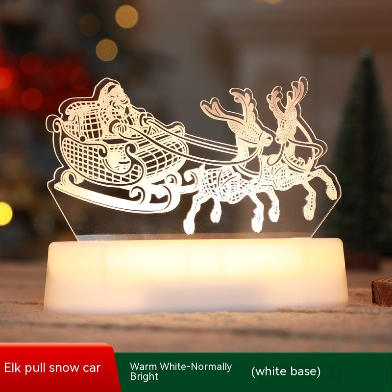 3D Christmas Acrylic LED Night Light - Holiday Decoration Lamp Kids Gift