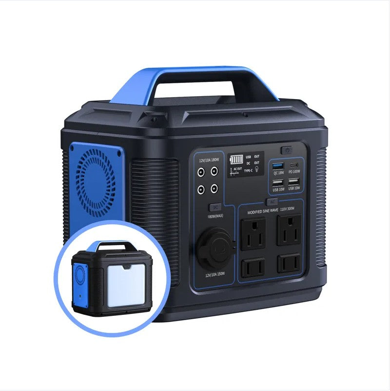 296Wh Portable Power Station with Solar Charging for Camping & Home