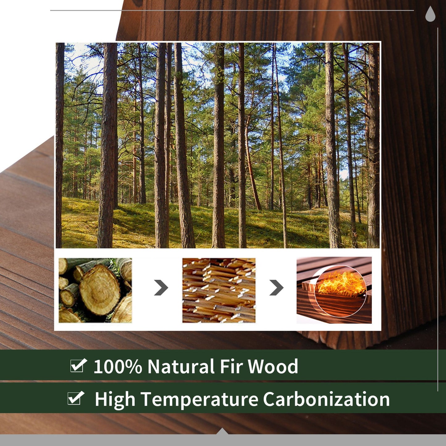 2-Tier Rustic Wood Barrel Outdoor Water Fountain with Pump, 23"