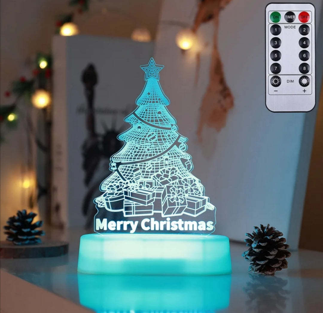 3D Christmas Acrylic LED Night Light - Holiday Decoration Lamp Kids Gift