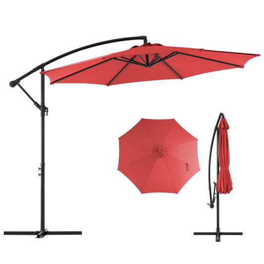 9.8 ft Offset Cantilever Patio Umbrella with Tilt and Crank, 4 Colors
