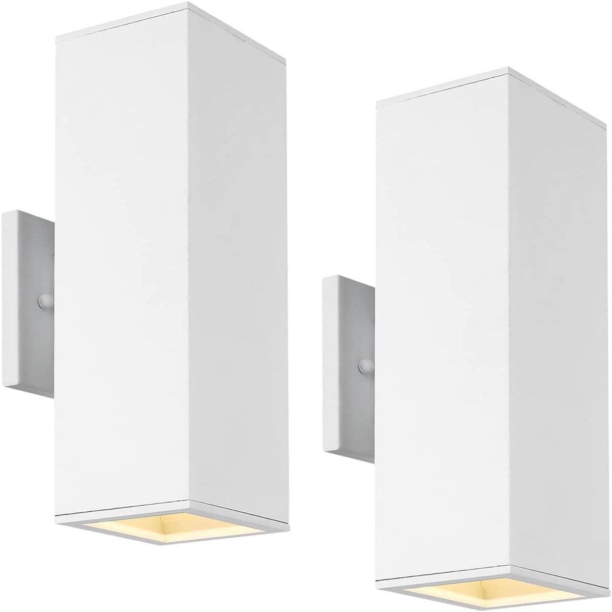 Porch Lights Outdoor Modern - IP64 Waterproof Aluminum and Tempered Glass Cover, 13" Rectangular Up/Down Wall Sconce for Porch, Garage & Patio, Exterior Lighting, Black, 2 Pack