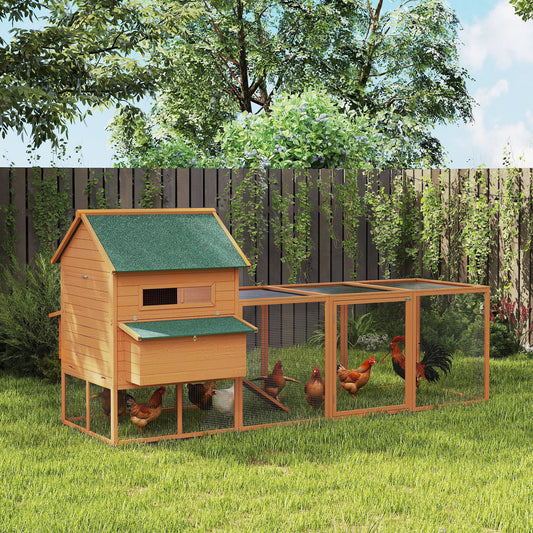 137" Large Chicken Coop for 8-10 Chickens - Wood House with Run & Nesting Box