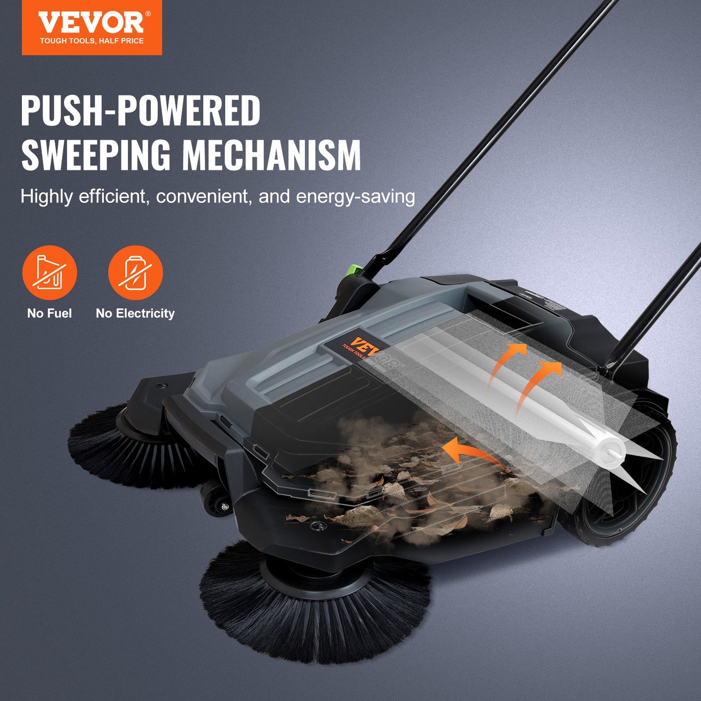 25.6 in. Manual Push Sweeper for Garage, Driveway, and Patio Cleanup