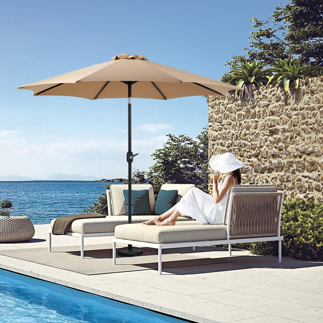 9 ft Outdoor Patio Umbrella with Push Button Tilt & Crank – 8 Rib