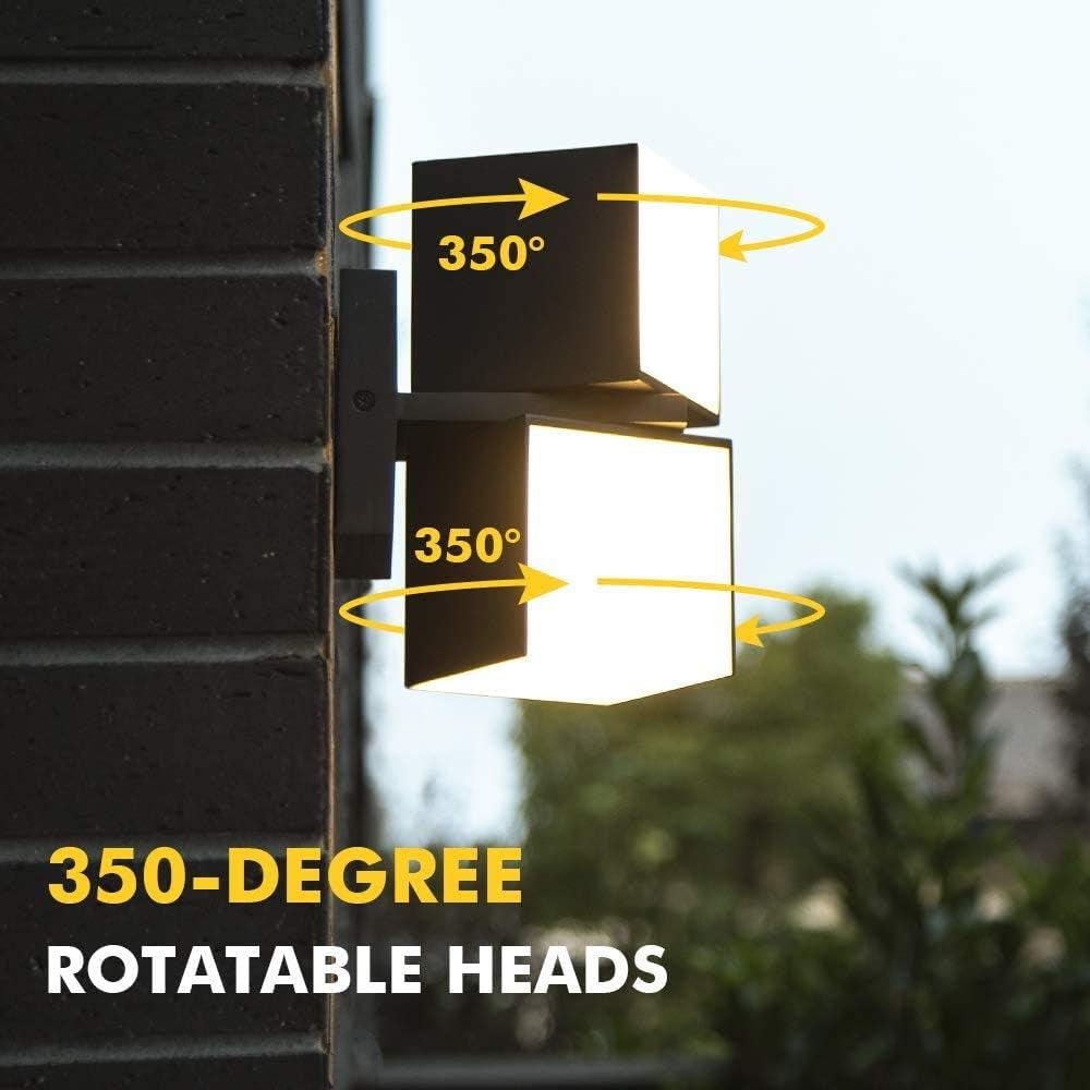 Cuba 3000K 1100LM LED Integrated Porch Wall Light Outdoor and Indoor Bedroom LED Wall Lantern Sconce-Black