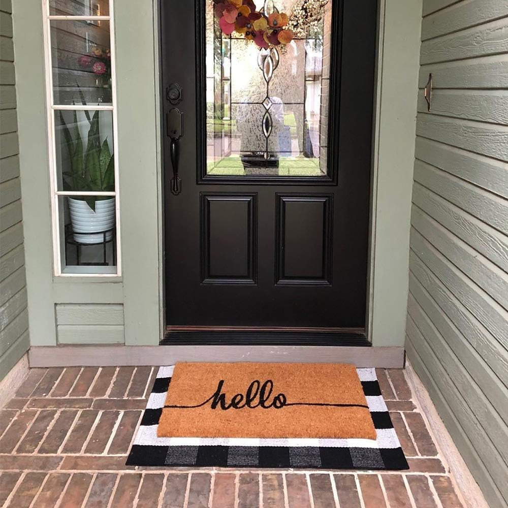Buffalo Check Rug,Buffalo Plaid Rugs 23.6''X35.4'', Checkered Plaid Rug, Check Plaid Area Rug for Layered Door Mats/Kitchen/Bathroom/Laundry Room (Black and White Plaid Rug)