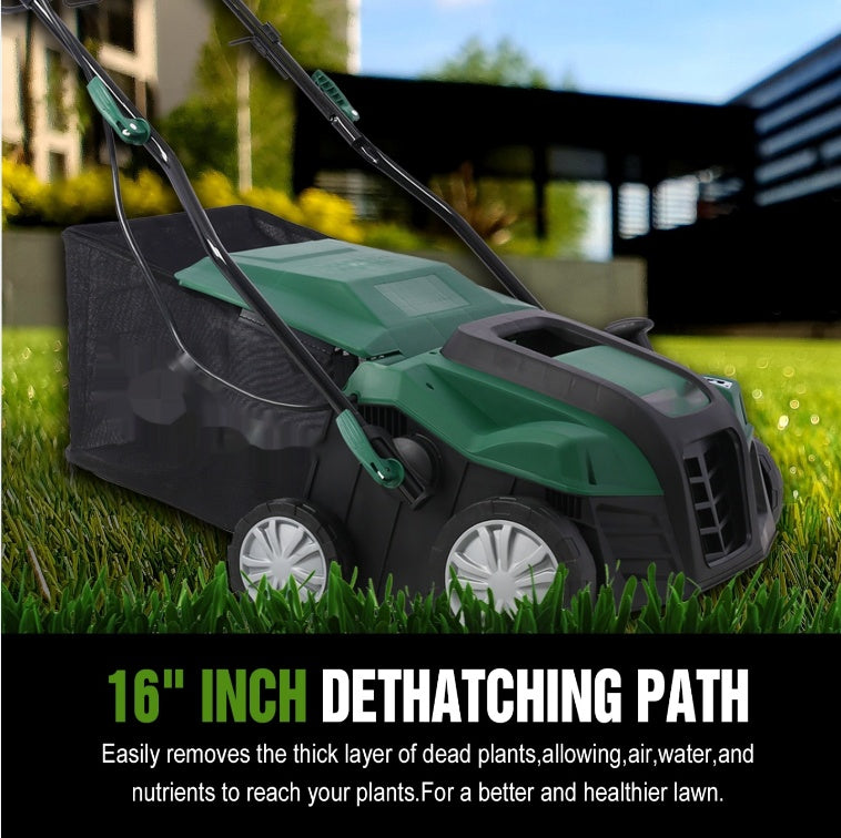 16-Inch Electric Lawn Dethatcher & Scarifier with 58QT Collection Bag