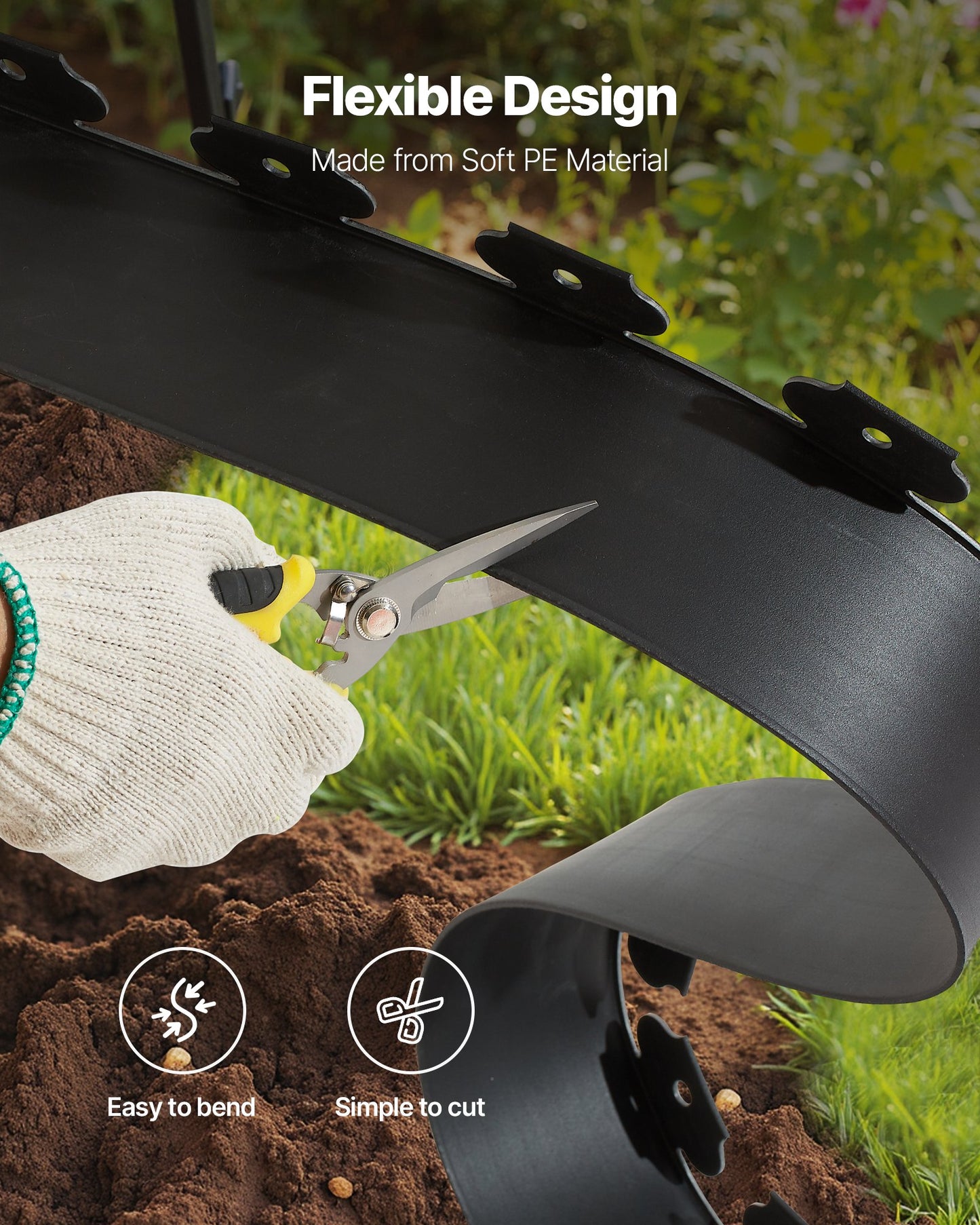 33 ft x 4 in Flexible Landscape Edging with 30 Spikes and 2 Stakes