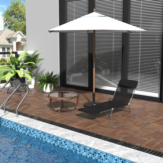 Foldable Outdoor Lounge Chair – 6-Position Reclining Mesh Chaise with Head Pillow