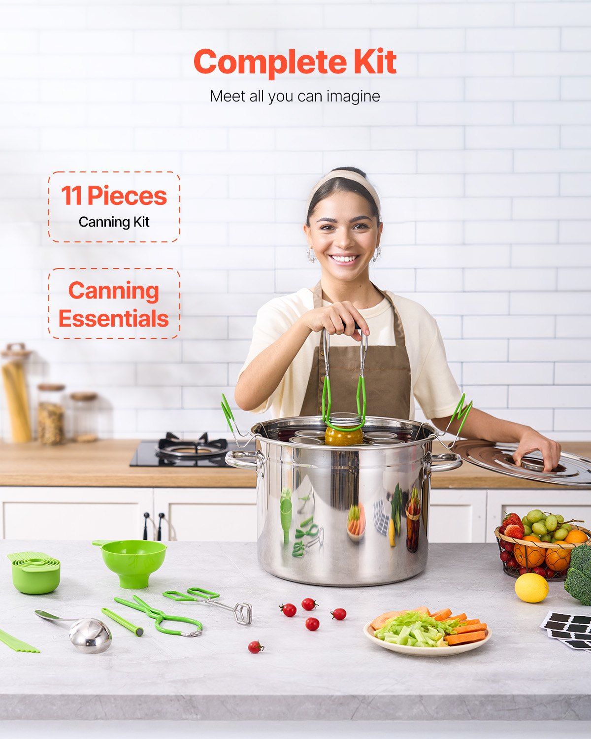 11-Piece Canning Kit with Water Bath Canner – Stainless Steel