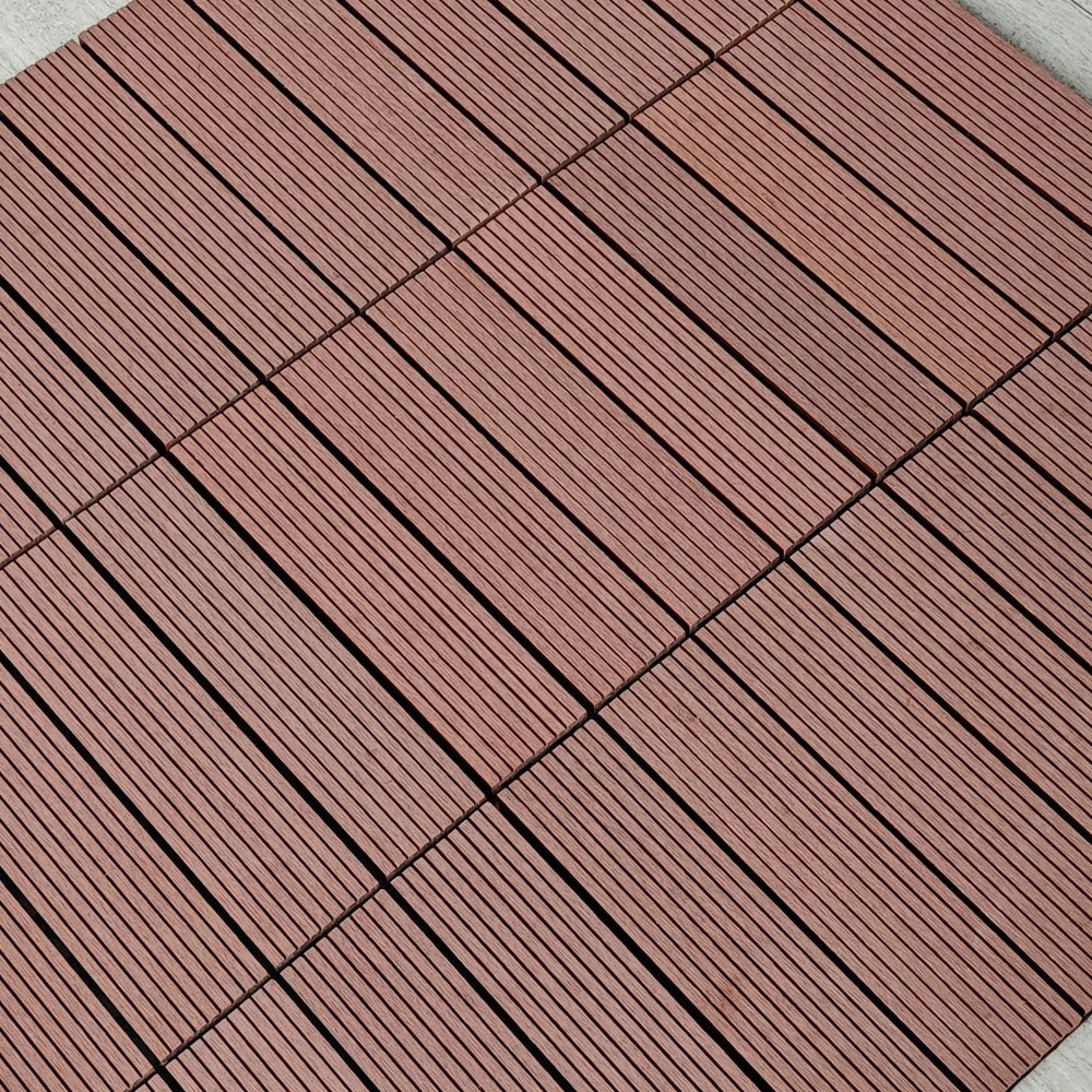 Extra-Thick 22mm Interlocking Wood-Plastic Deck Tiles, 12"x12", Box of 11 - Rooted Supplies