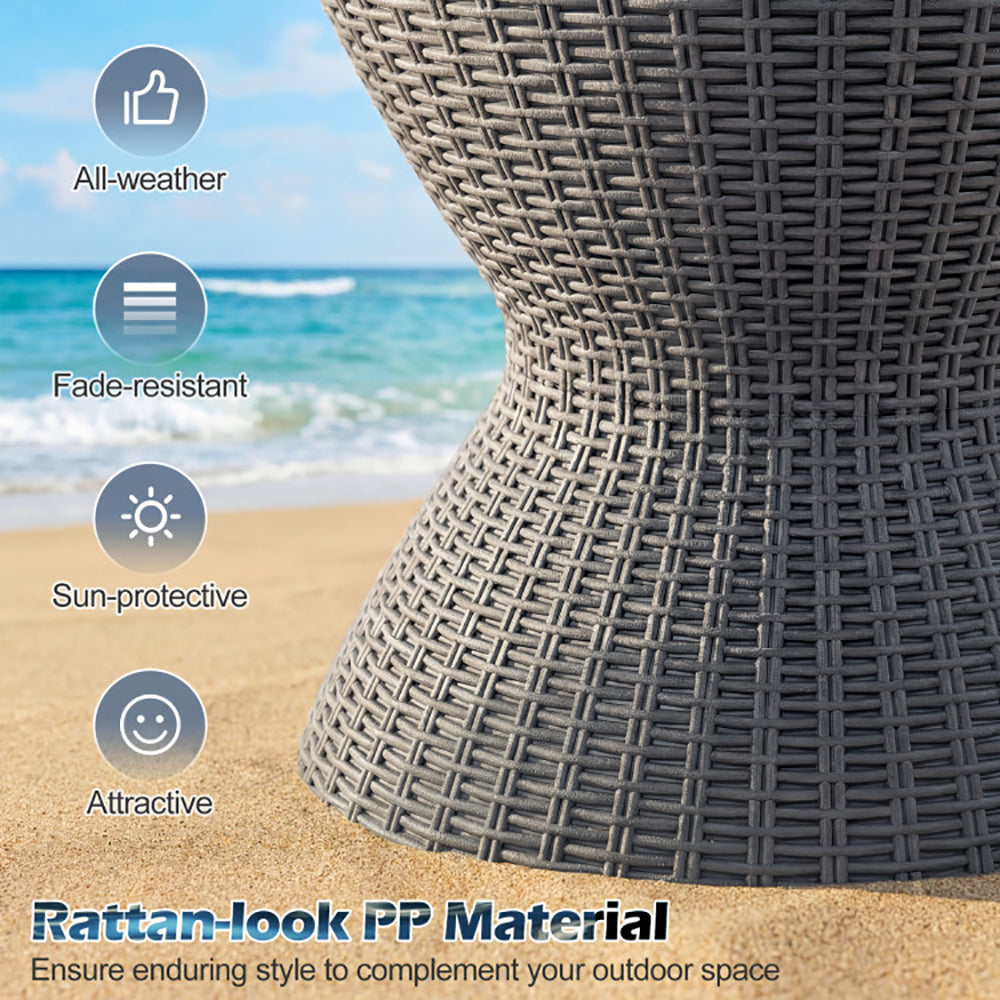 Outdoor Rattan Ice Cooler Bar Table with Adjustable Height | 8-Gal, 3-Piece Set