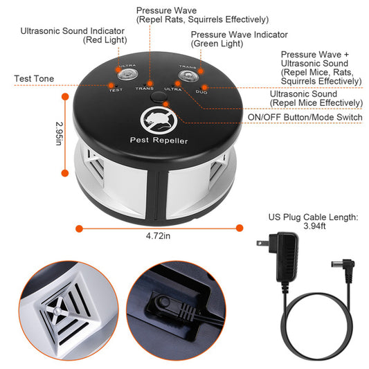 360° Ultrasonic Pest Repeller - Electronic Plug-In Rodent Control