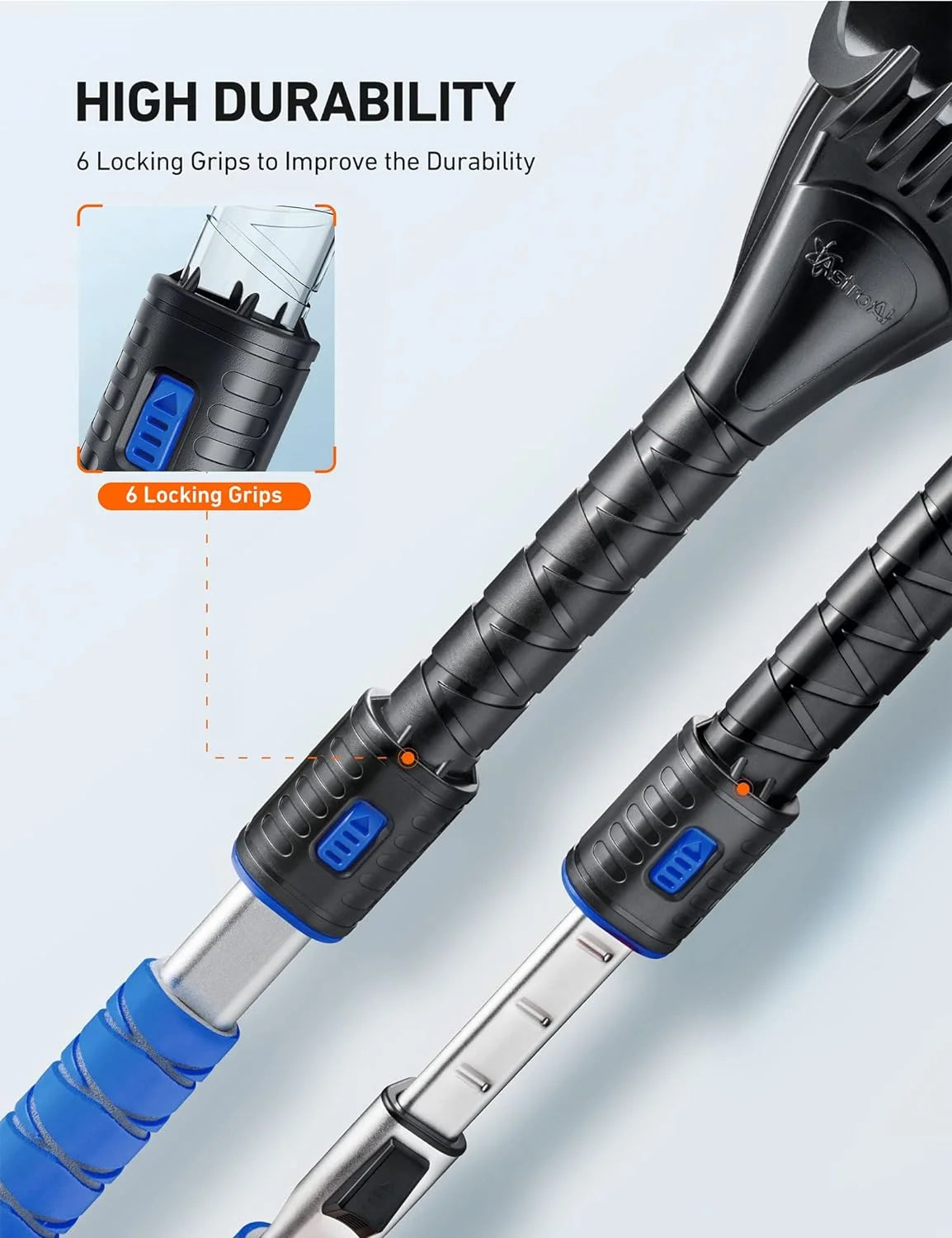 Ice Scrapers for Car Windshield, 47.2" Snow Brush with Squeegee, Exentable Handle, 270° Pivoting Snow Scraper for Car, Blue