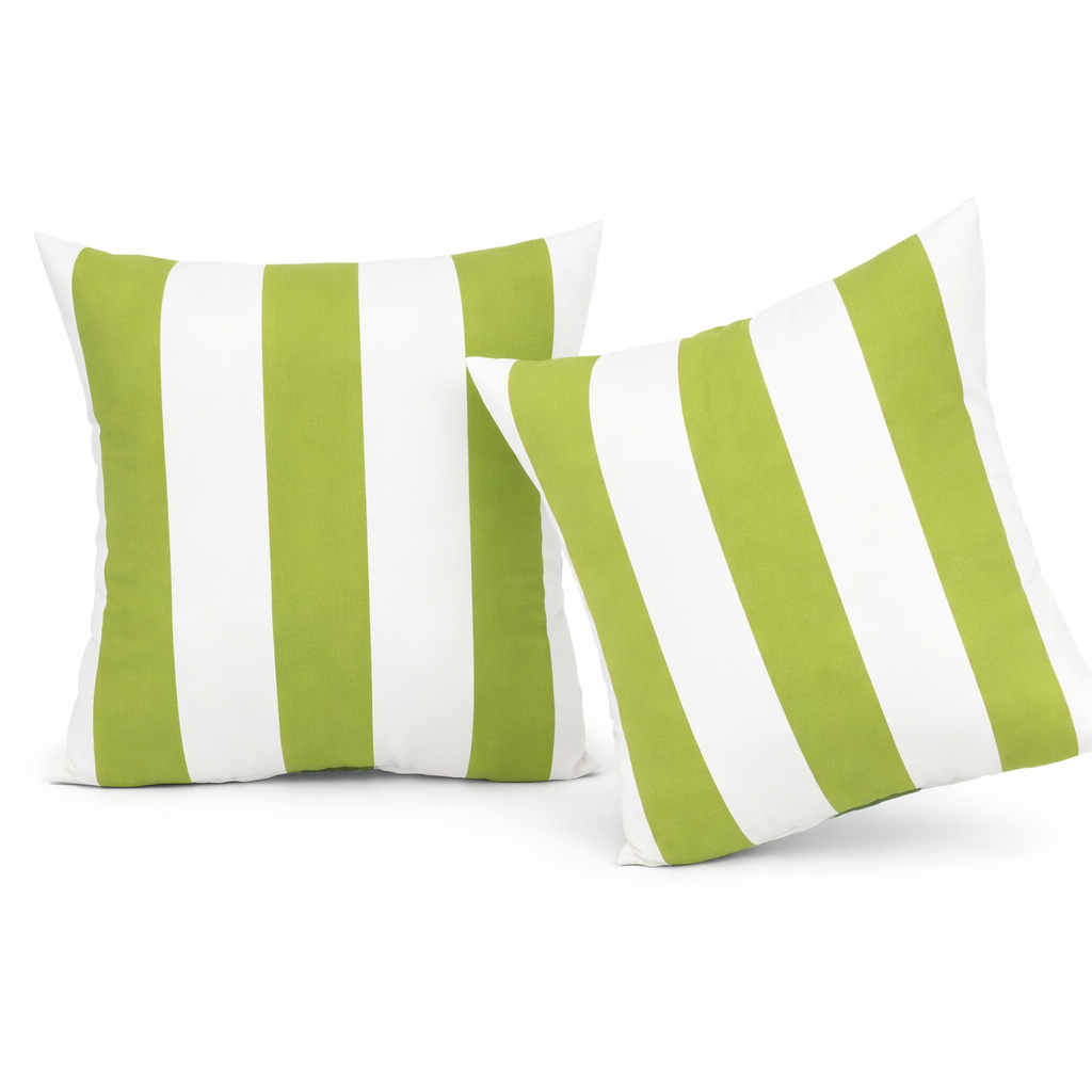 Waterproof Outdoor Throw Pillows 18x18 Stripe Set of 2 – Green or Yellow