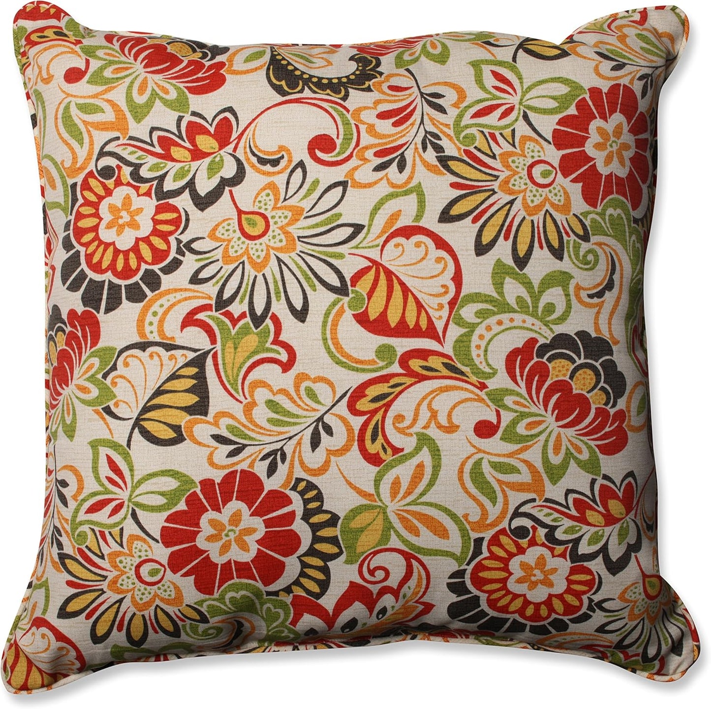 Floral Indoor/Outdoor Accent Throw Pillow Plush Fill, Weather, and Fade Resistant, Lumbar - 11.5" X 18.5", Blue/Brown Pom Pom Play 2 Count