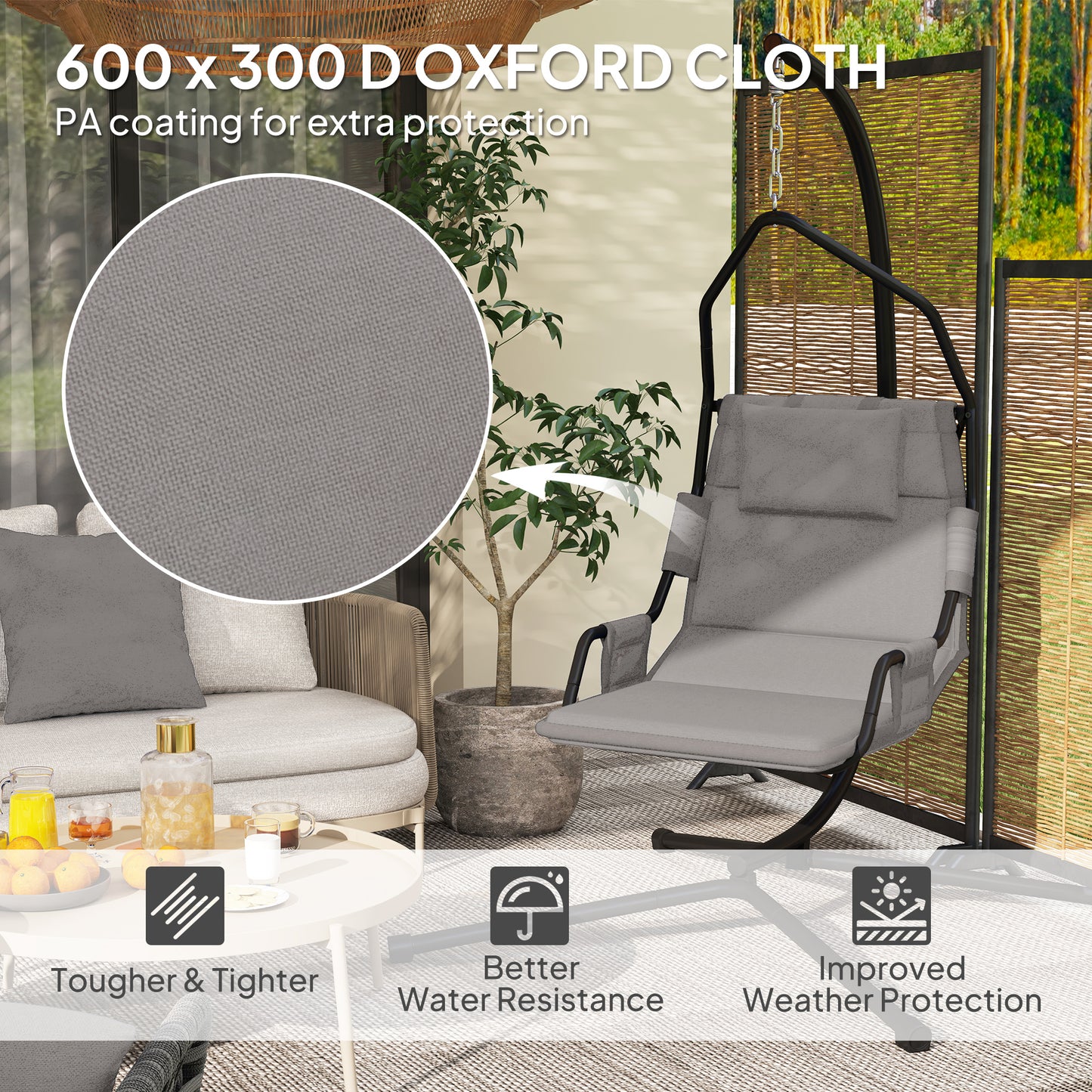 Hanging Hammock Chair with Stand & Cushion – Indoor Outdoor Swing