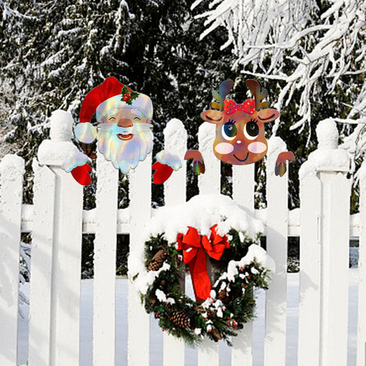 Christmas Fence Peeker Santa & Reindeer Decoration