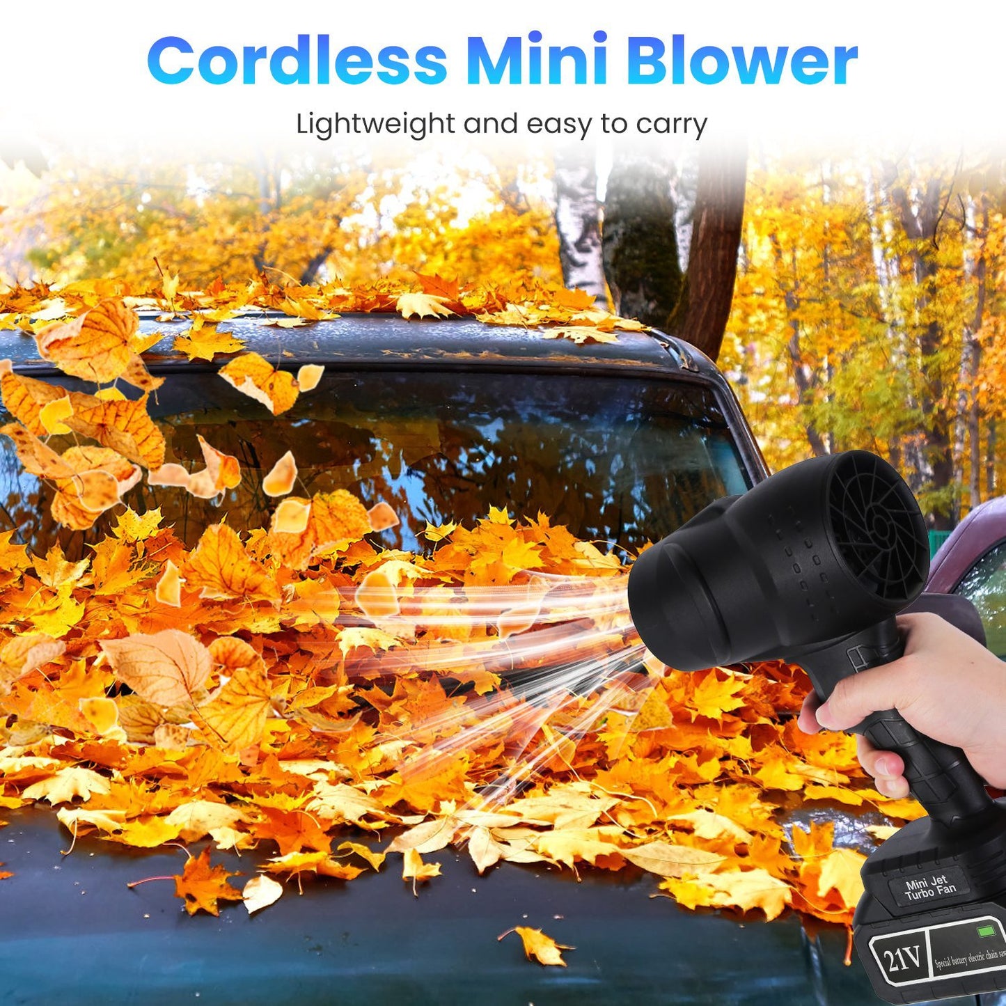 130000RPM Mini Cordless Leaf Blower with 2x 3Ah Batteries – Jet Blower