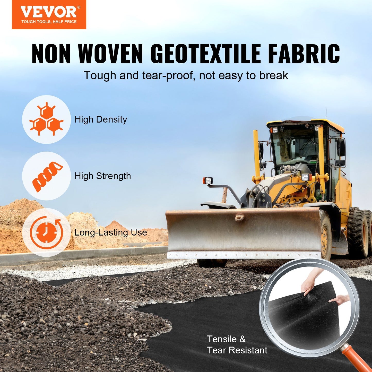 VEVOR 15x20' Heavy Duty Landscape Fabric - 4oz Non-Woven Weed Barrier
