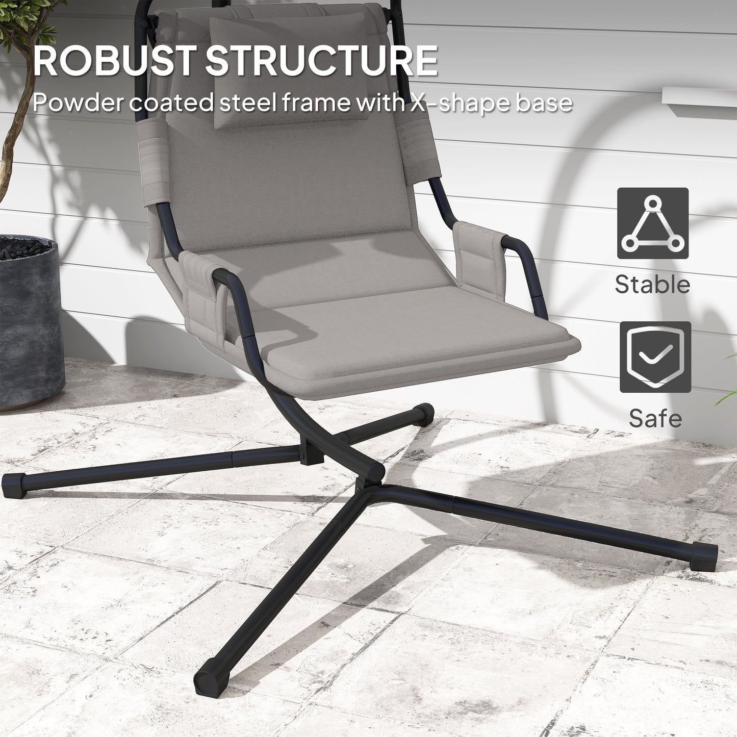 Hanging Hammock Chair with Stand & Cushion – Indoor Outdoor Swing