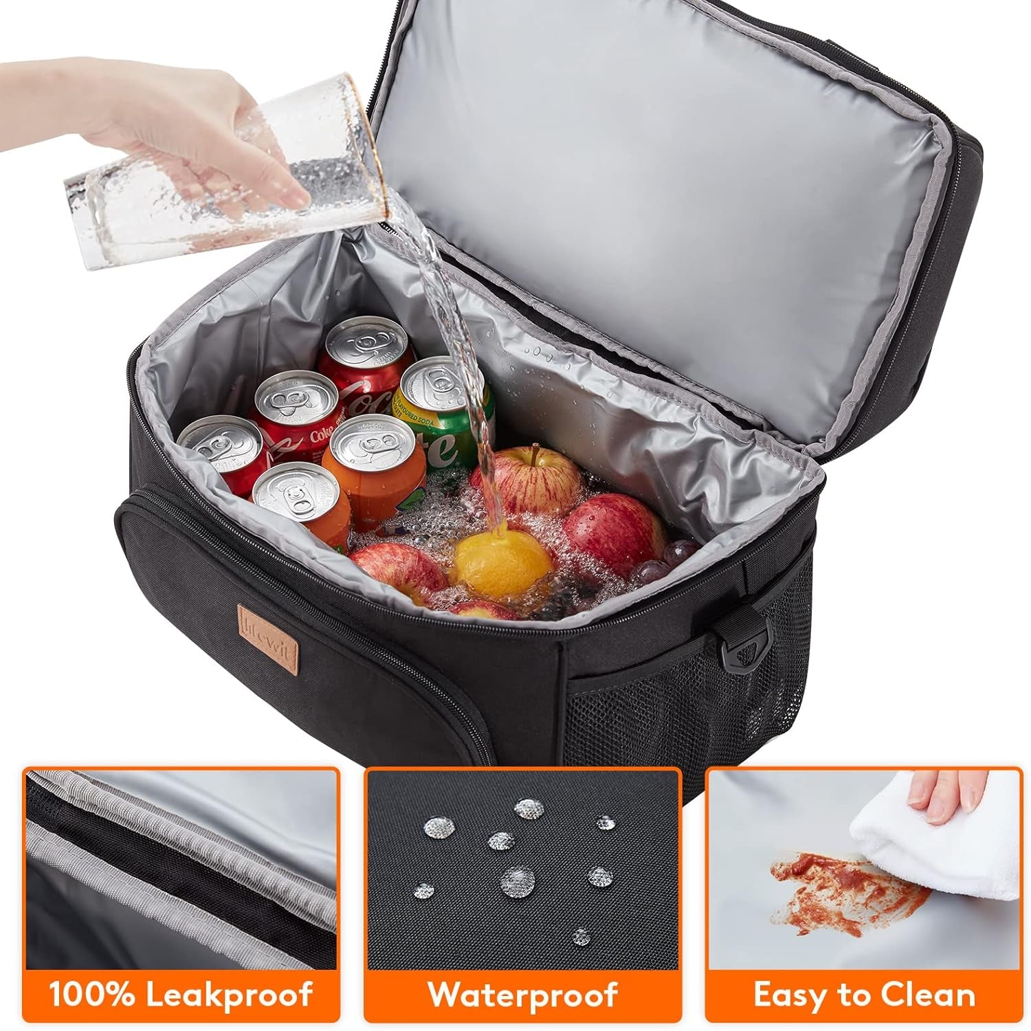 Large Cooler Bag Insulated Lunch Bag Lightweight Portable Cool Bag Double Layer for Picnic, Beach, Work, Trip