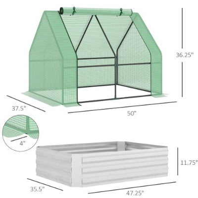 Galvanized Raised Garden Bed with Greenhouse Cover - 50" x 37.5" x 36.25" - Green
 50 X 37.5 X 36.25, Green