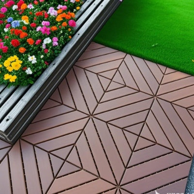 44-Pack Interlocking Plastic Deck Tiles for Patio, Balcony, and Poolside, 12x12 in., Waterproof, 6 Styles