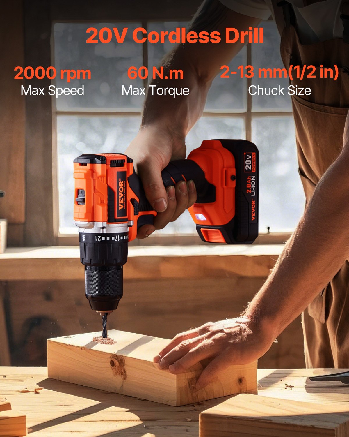 VEVOR 20V Brushless Cordless 2-Tool Drill & Impact Driver Combo Kit with Batteries