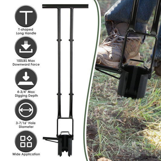 Stand-Up Bulb Planter & Garden Tool — 37.4" Long Handle, Foot-Pedal Design, Handles 5 Garden Jobs