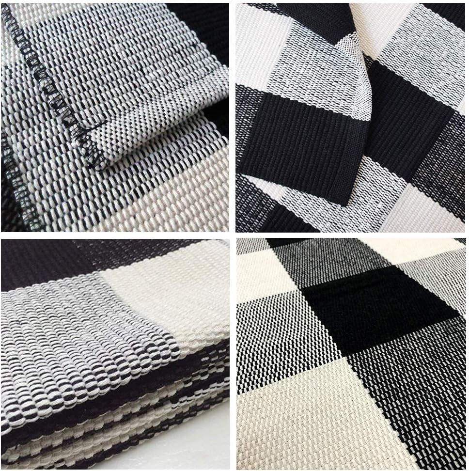 Buffalo Check Rug,Buffalo Plaid Rugs 23.6''X35.4'', Checkered Plaid Rug, Check Plaid Area Rug for Layered Door Mats/Kitchen/Bathroom/Laundry Room (Black and White Plaid Rug)