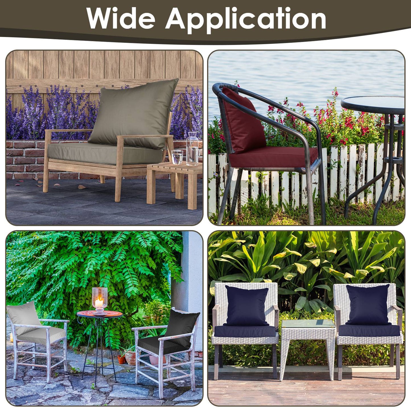 Outdoor Deep Seat Cushion & Back Pillow Set – Waterproof, UV-Resistant, 4 Colors - Rooted Supplies