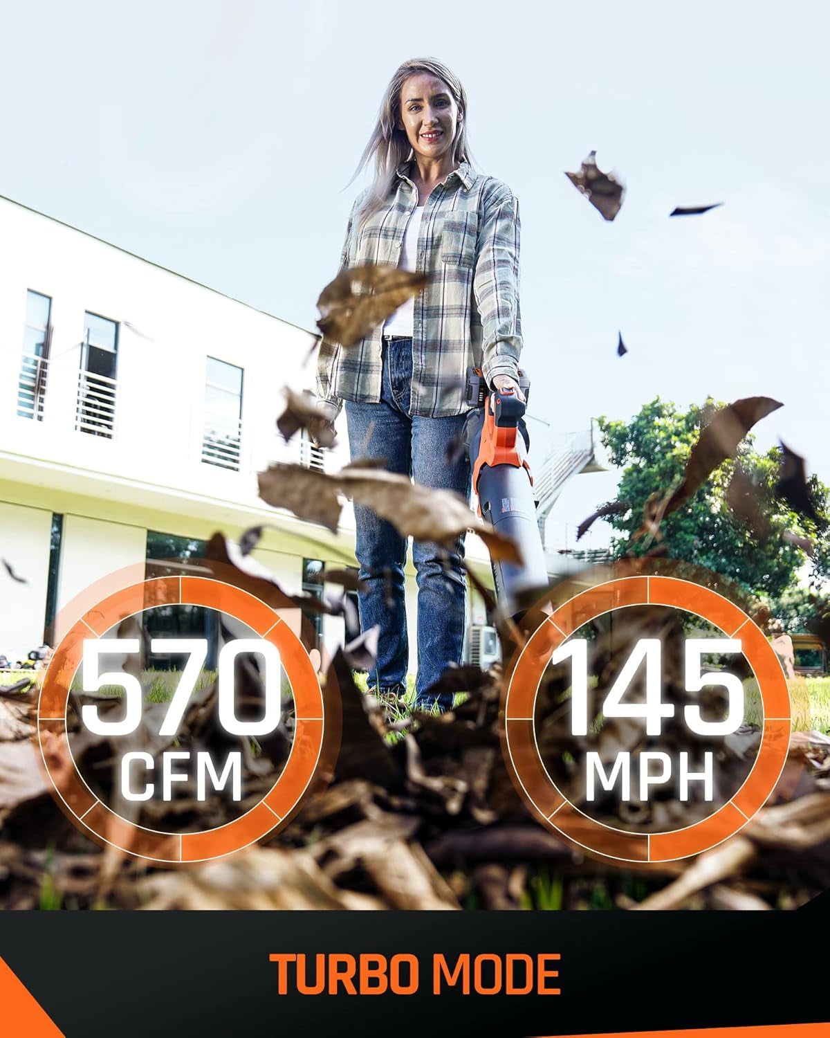 40V 570CFM Leaf Blower, Brushless Leaf Blower Cordless with 2×4.0Ah Batteries and Fast Charger, Turbo Mode and 3 Variable Speed Lock, Axial Fan, Blower for Lawn Care, Yard, Driveway, Walkway