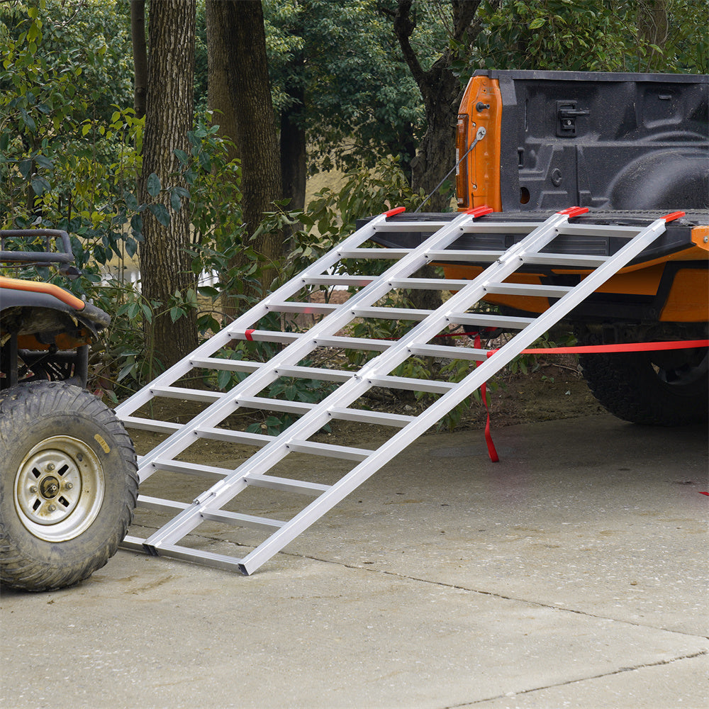 VEVOR 77" Tri-Fold Aluminum Loading Ramp - 1500 lbs Capacity for ATVs, UTVs & Lawn Tractors