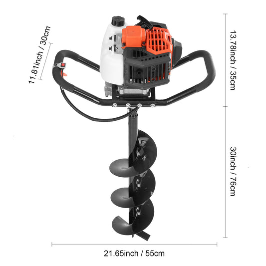 43cc Gas Post Hole Digger with 6-Inch x 30-Inch Auger Bit