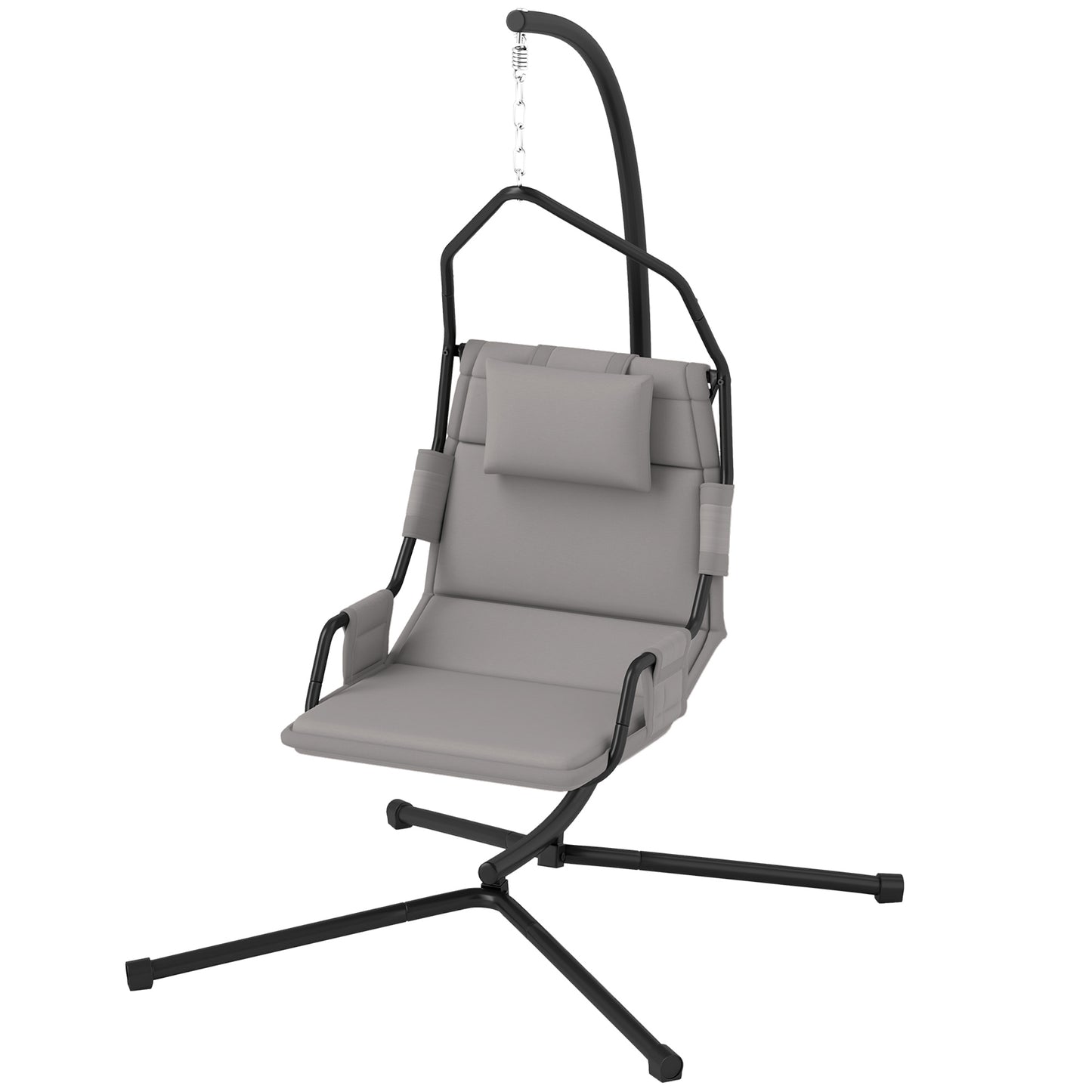 Hanging Hammock Chair with Stand & Cushion – Indoor Outdoor Swing