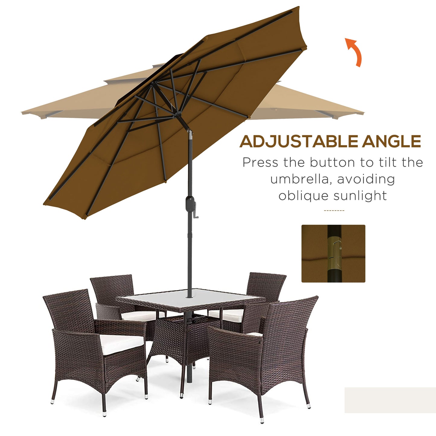 9 ft Patio Umbrella with Crank, Wind Resistant Canopy & Tilt – Tan