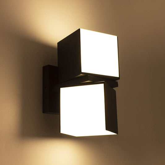 Cuba 3000K 1100LM LED Integrated Porch Wall Light Outdoor and Indoor Bedroom LED Wall Lantern Sconce-Black