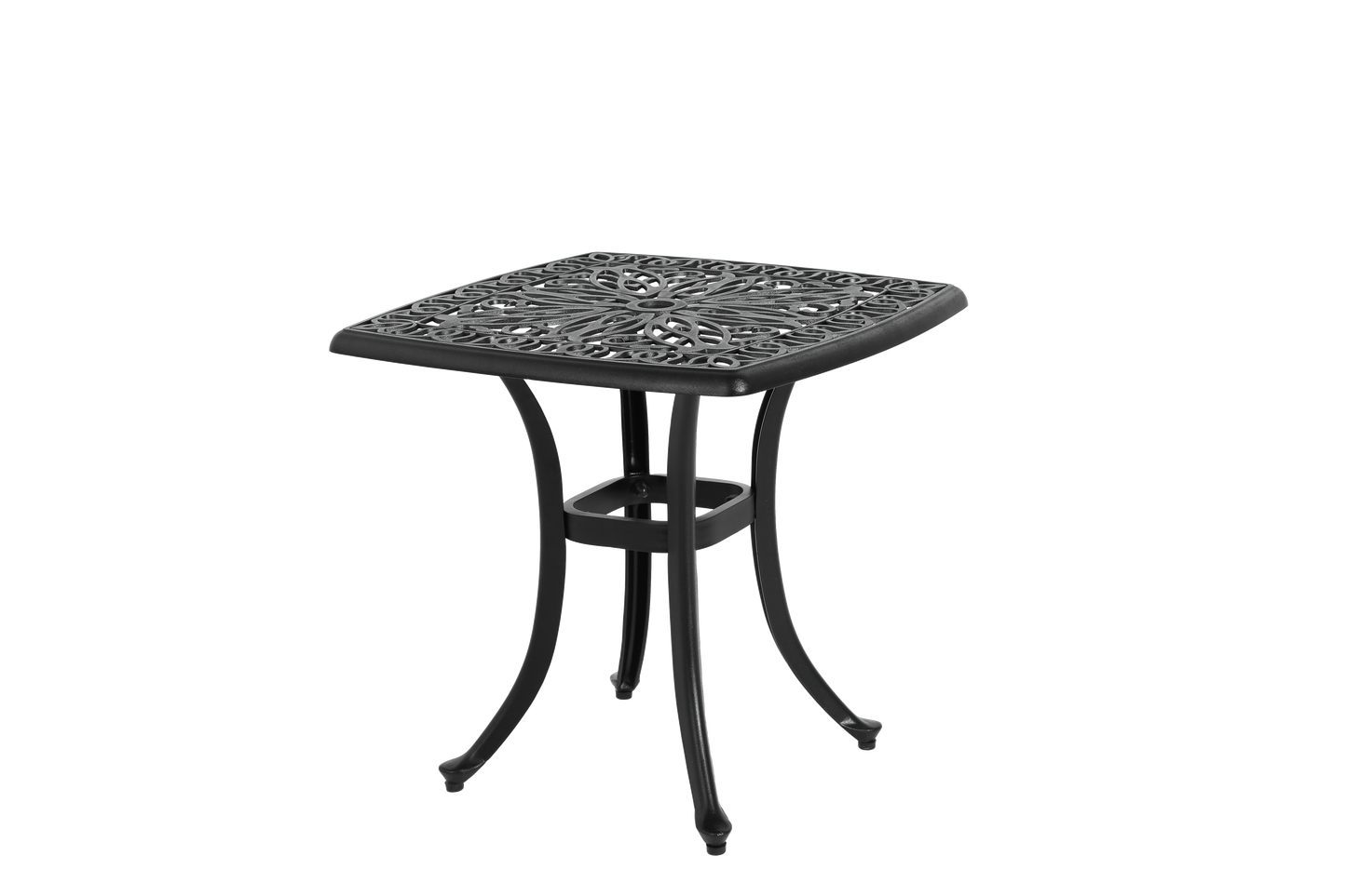 3-Piece Cast Aluminum Bistro Set – Floral & Lattice Design, Rustproof, Black