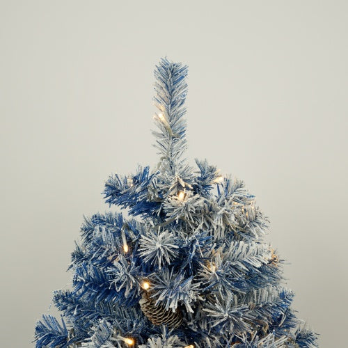 4-Piece Pre-Lit Blue Christmas Tree Set with Garland & Wreath