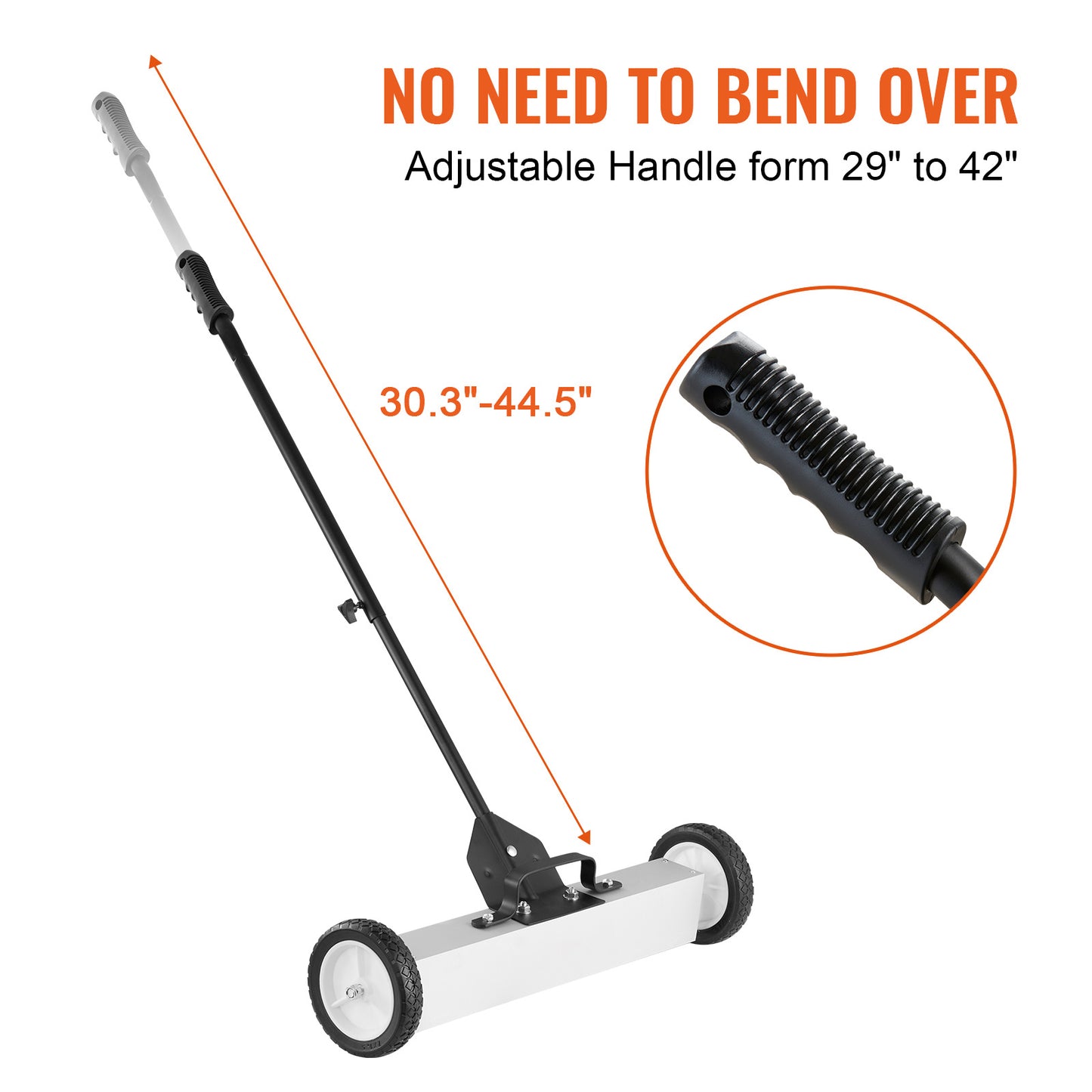 VEVOR 50lb Magnetic Sweeper - 24" Rolling Push-Type with Telescoping Handle
