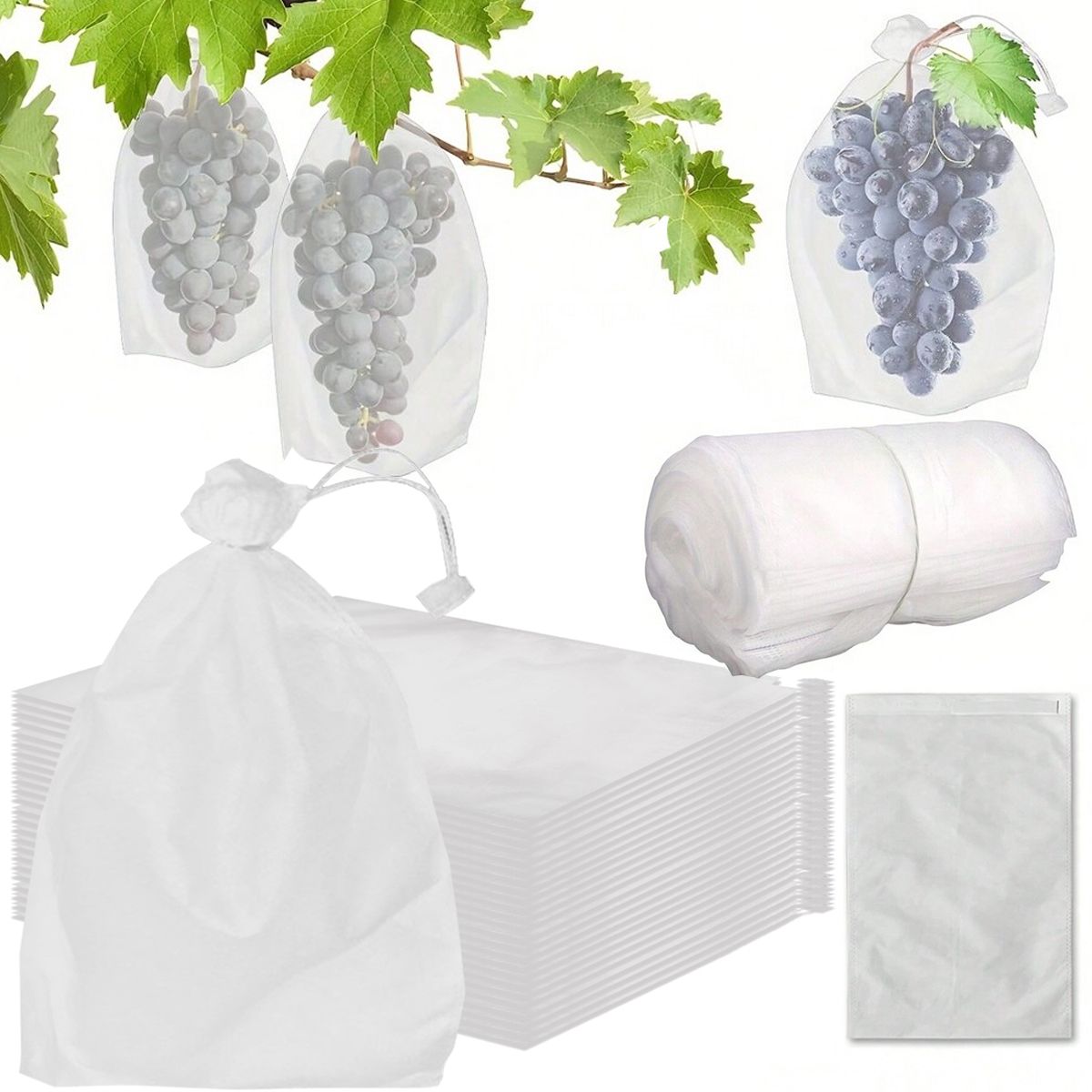 Fruit Protection Bags with Drawstring, Reusable Non-Woven Garden Netting Bags - Rooted Supplies