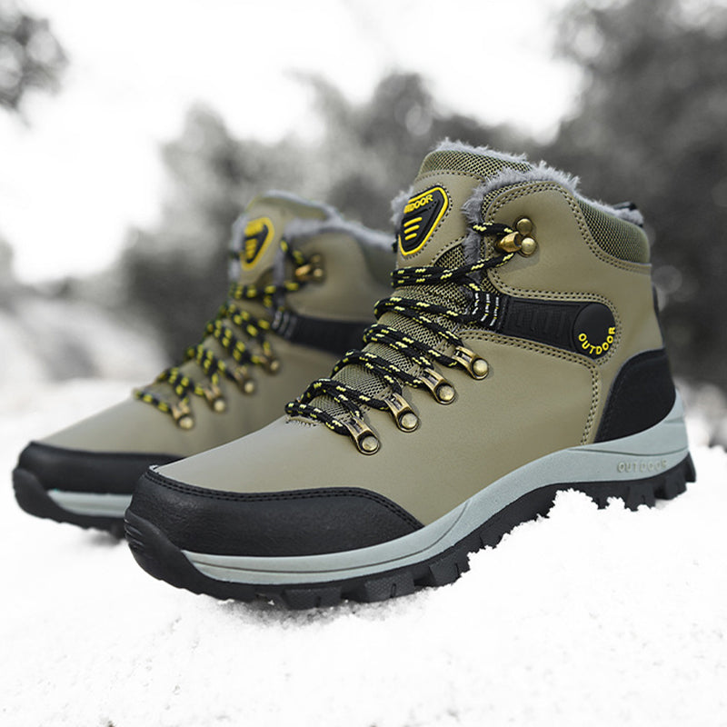 Winter Waterproof Hiking Boots - Insulated Lace-Up Snow Boots