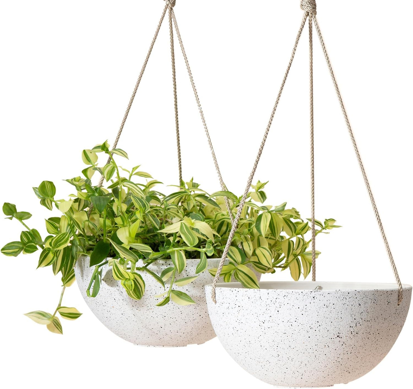 Hanging Planter Flower Plant Pots - 10 Inch Indoor Outdoor Balcony Patio Hanging Basket Set of 2, Marble Pattern