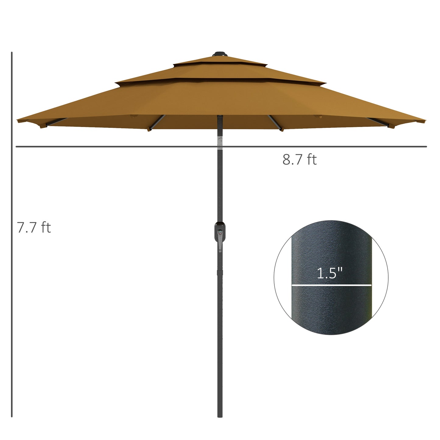 9 ft Patio Umbrella with Crank, Wind Resistant Canopy & Tilt – Tan