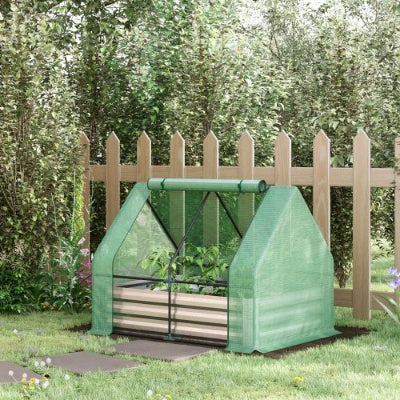 Galvanized Raised Garden Bed with Greenhouse Cover - 50" x 37.5" x 36.25" - Green
 50 X 37.5 X 36.25, Green