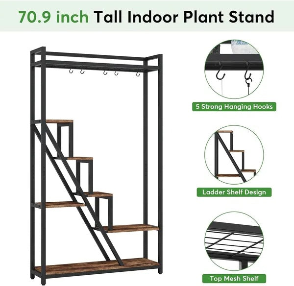 70.9" Tall 7-Tier Ladder Plant Stand - Multi-Purpose Display Shelf
